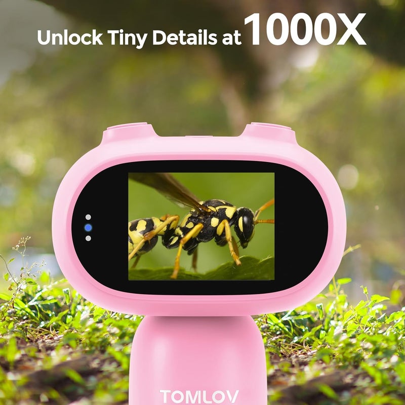 TOMLOV P30 Microscope for Kids, Portable 1000X 2'' LCD Digital Microscope for Slides, HD Camera & Video, Pocket Magnifying Glass with Light, Handheld Magnifier for Home Science Education, Mini Scope - Image 3